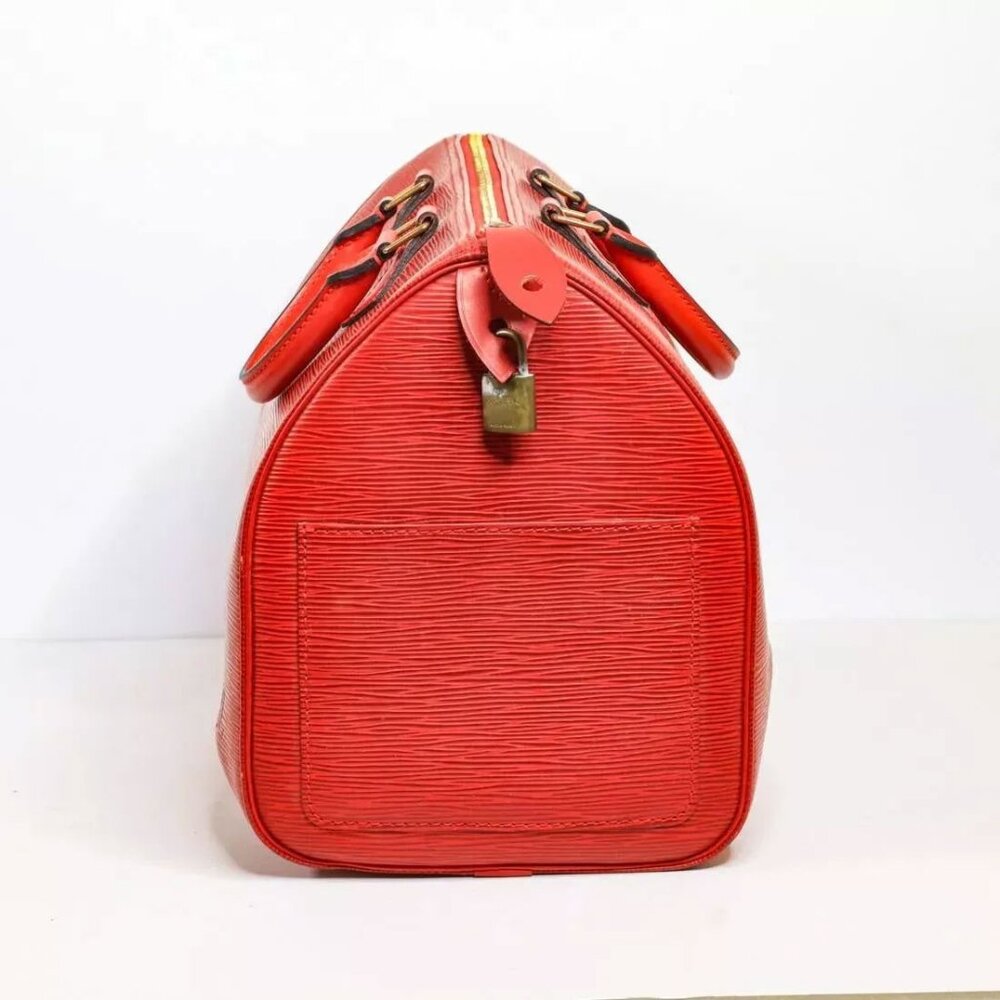 Louis Vuitton Epi Speedy 35 Red Satchel Handbag with Lock + Original Storage Bag - Picture 2 of 13